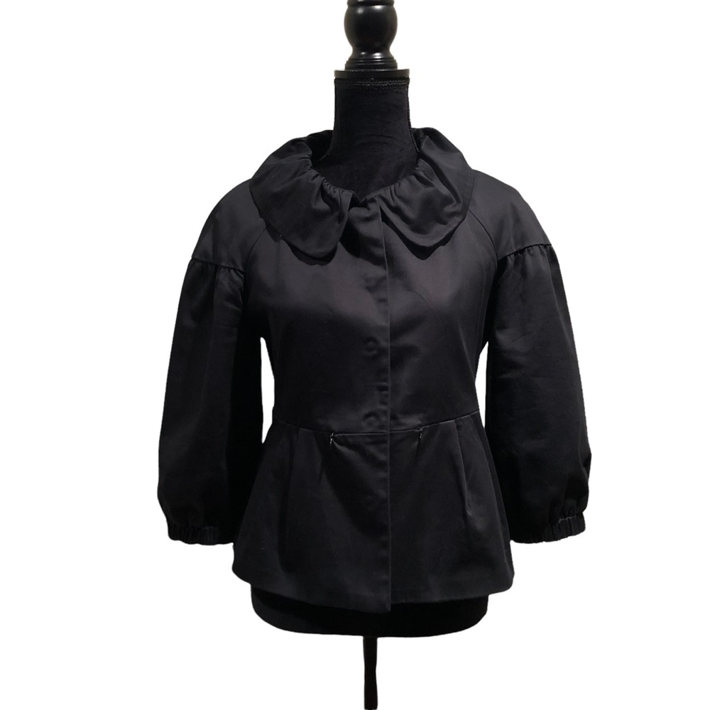 Elle black snap front cotton spandex blend blazer jacket peplum waist size small